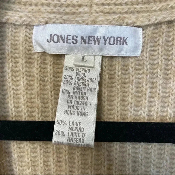Jones New York merino wool lambswool angora rabbit  hair ribbed cardigan - Picture 4 of 5